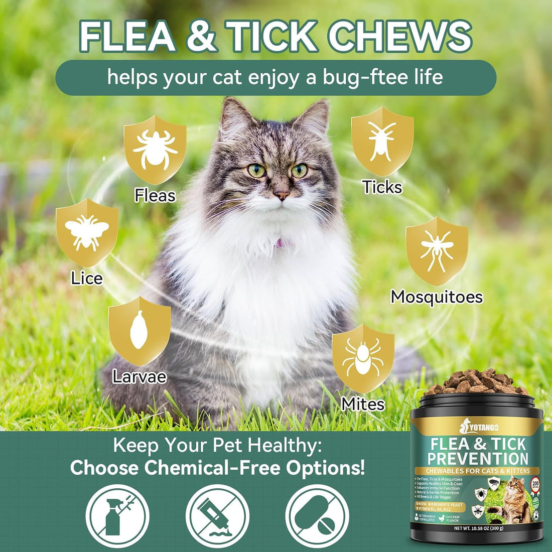 YOTANGO Flea Treatment for Cats Chewable