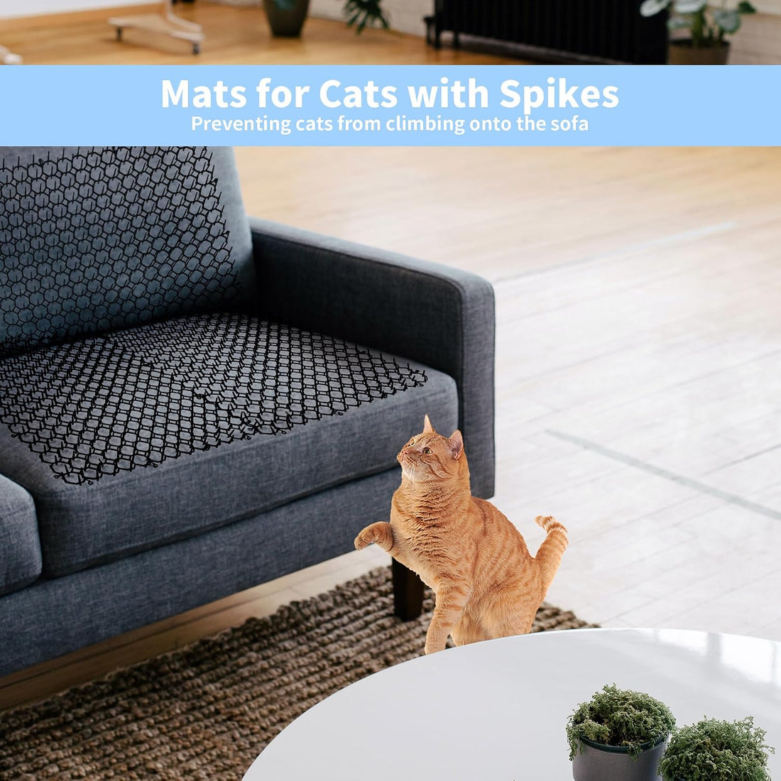 12 Pack Cat Scat Mat with Spikes, 16.5 x 13.4 Inch, Black