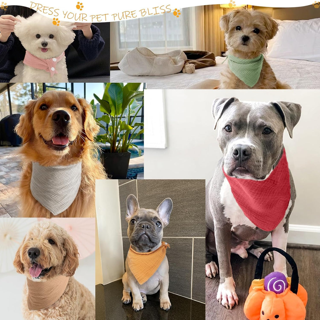 BlissBud Soft Cotton Pet Scarf with Adjustable Button