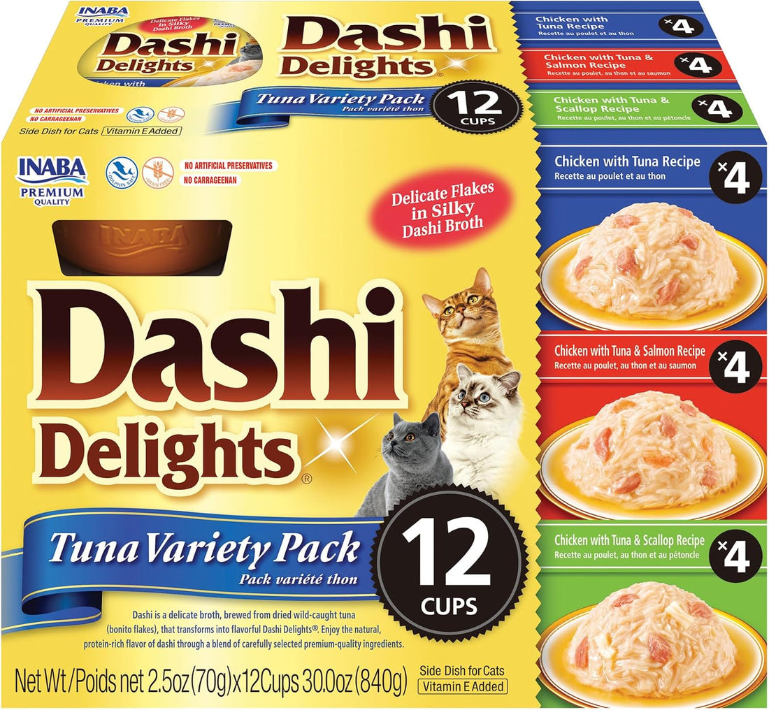 INABA Dashi Delights Lickable Cat Treats, Seafood Variety, 12ct