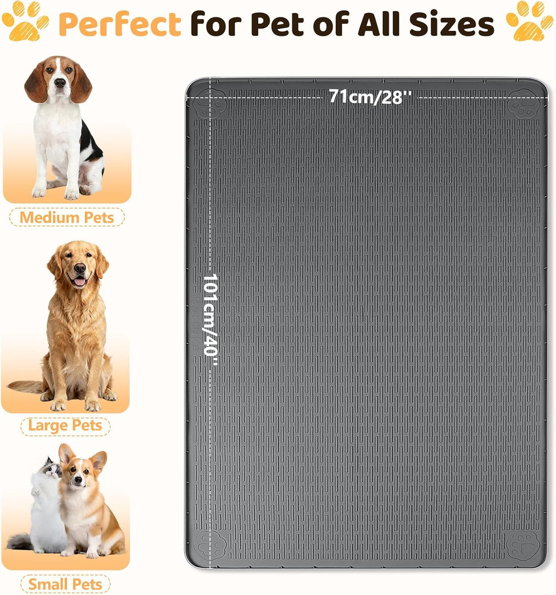 Silicone Dog Bed Mat 40"x 28" Crate Mat for Dog Cages