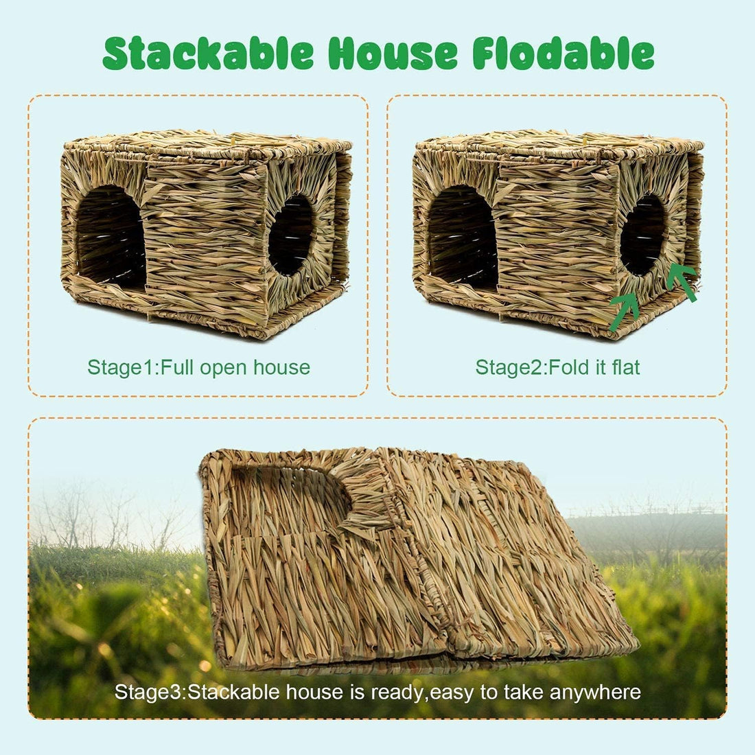 Natural Seagrass Mat Bed Hideaway Toy