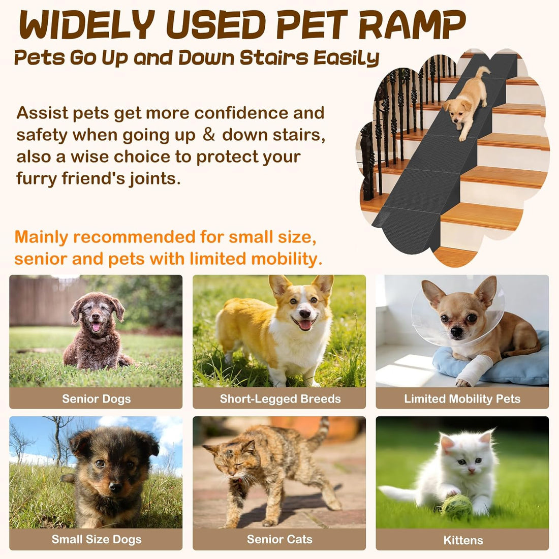 2PCS Dog Plastic Foam EVA Wedge Ramp for Indoor Stairs