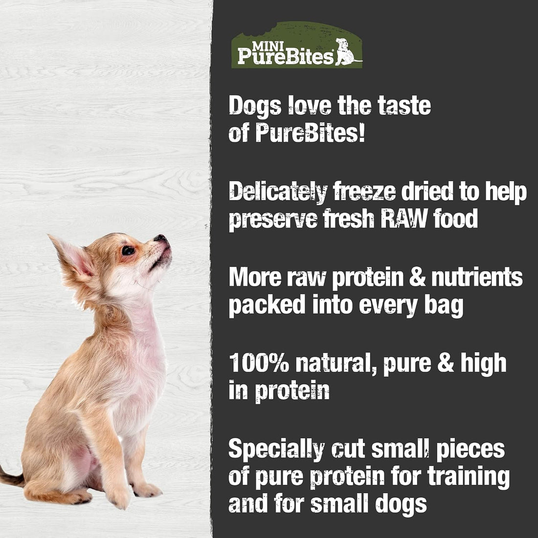 PureBites Mini Beef Single Ingredient Freeze Dried Dog Treats, 3 oz