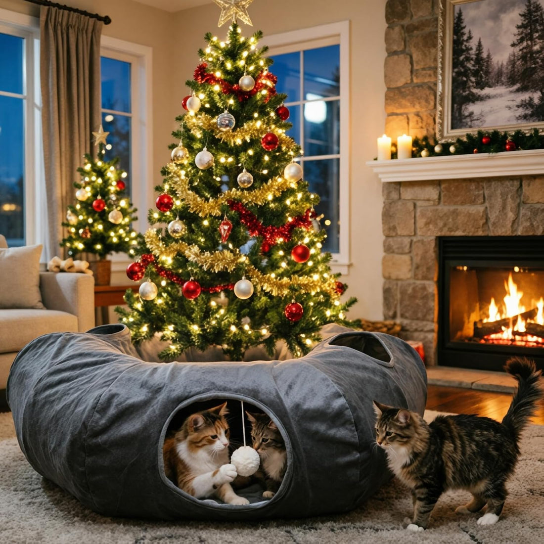 Cat Tunnel, 11.5" Large Cat Tunnel Bed for Indoor Cats
