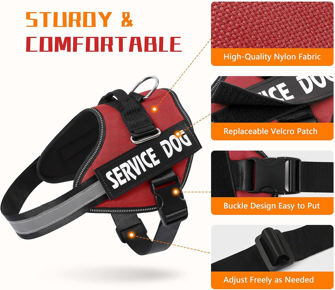 MUMUPET Service Dog Harness, No Pull & Reflective Pet Vest, Red, S