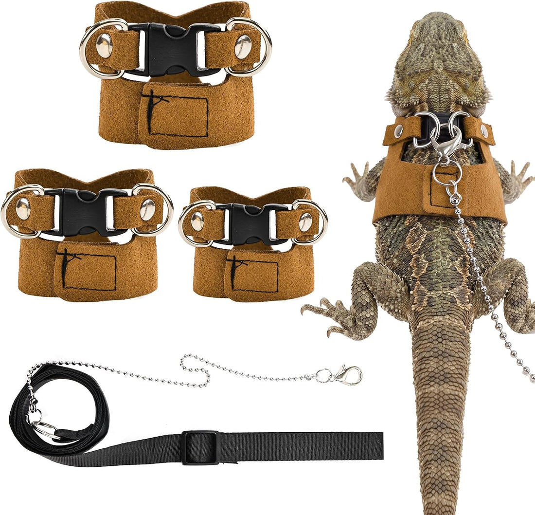 4pcs Bearded Dragon Harness and Leash Set for Small Reptile