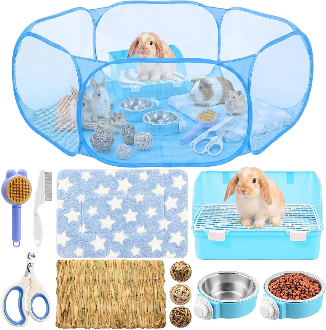 12pcs Bunny Starter Kit, Bunny Toy Grooming Set