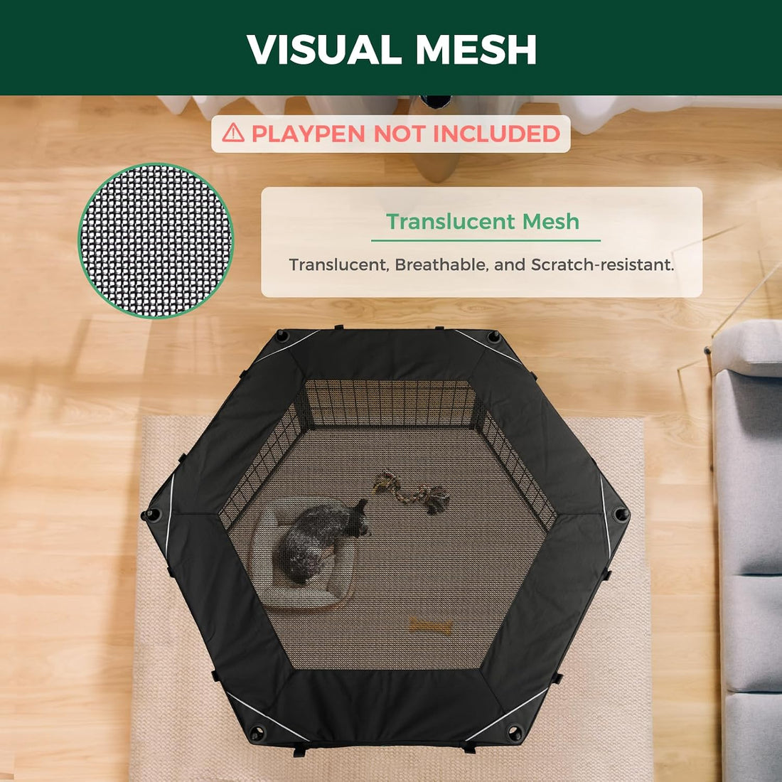 FXW Mesh Top Cover for 32"/40"/45" H 6-Panel Dog Playpen