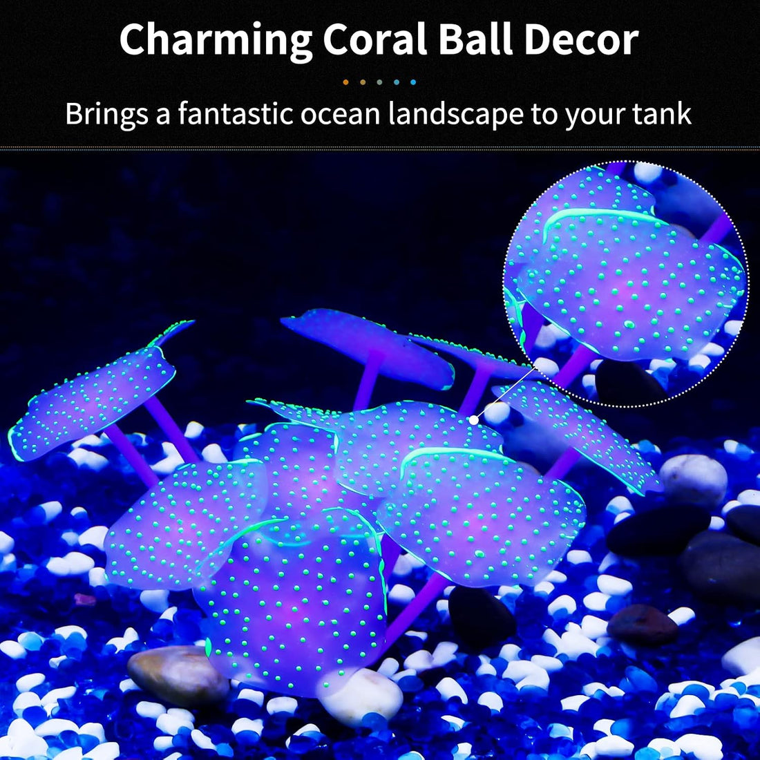 Uniclife Silicone Coral Plant Decorations Glowing Artificial Ornament