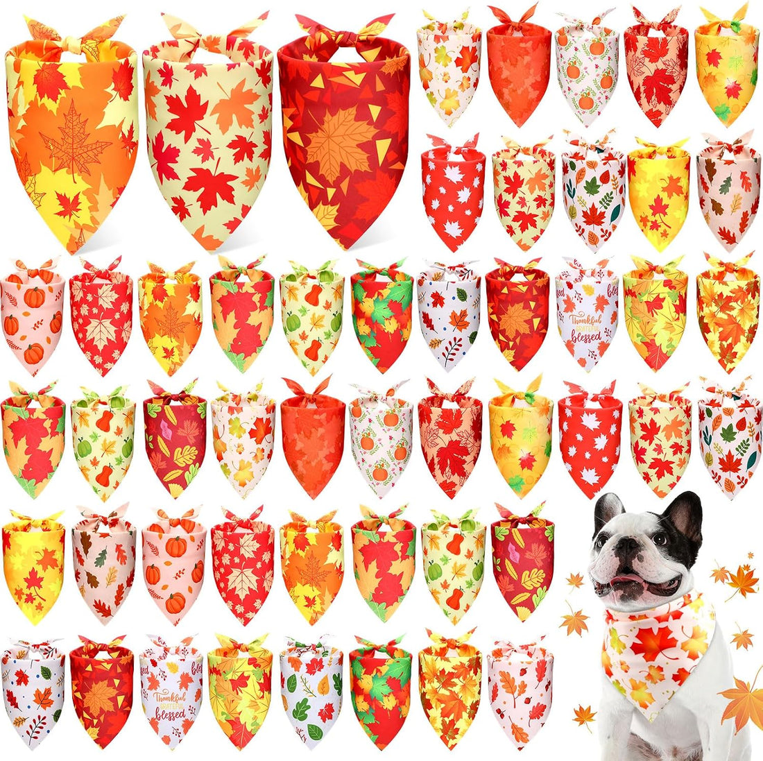 Preboun 50 Pcs Halloween Dog Bandanas Bulk