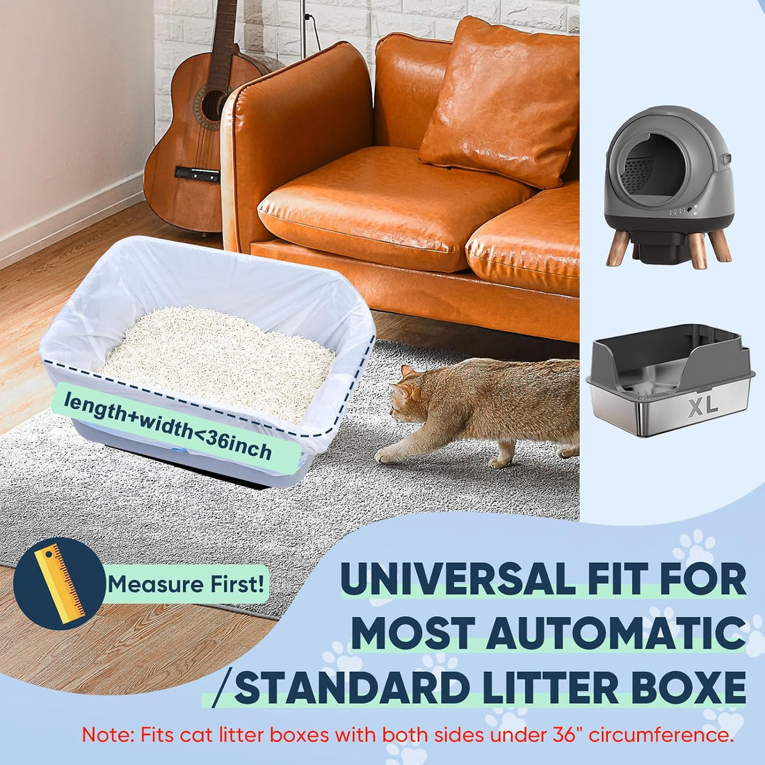 80 Count Jumbo Cat Litter Box Liners, 37" x 18.11"