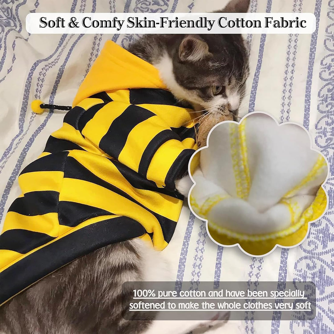 Dog Bee Costume Outfit Bumblebee Hoodie for Small Medium Pet Cat