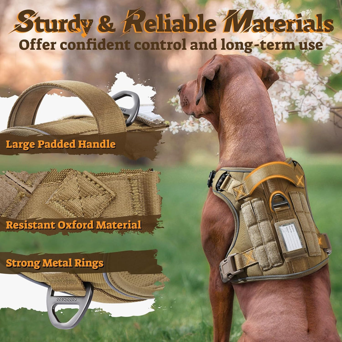 rabbitgoo Tactical Dog Harness for Large Dogs