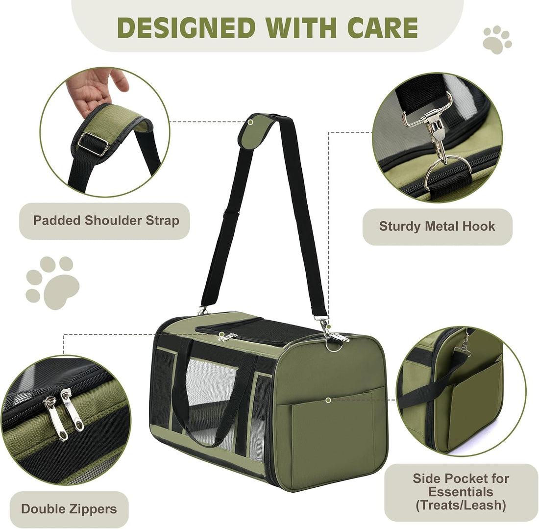 Extra-Large Cat Carrier, Soft-Sided Collapsible Pet Carrier up to 22