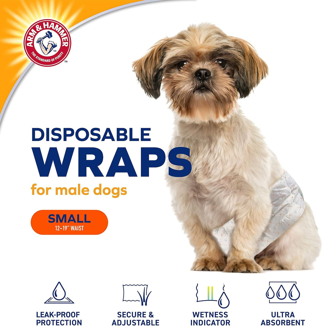 Arm & Hammer Small Male Dog Belly Band Wraps, 12 Count