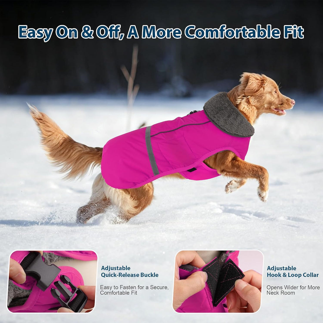 Dogcheer Warm Dog Coat, Waterproof Fleece-Lined Dog Jacket with Leash