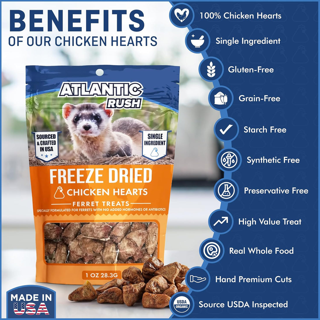 Freeze Dried Small Pet Treats - Resealable Bag of Treats for Ferrets