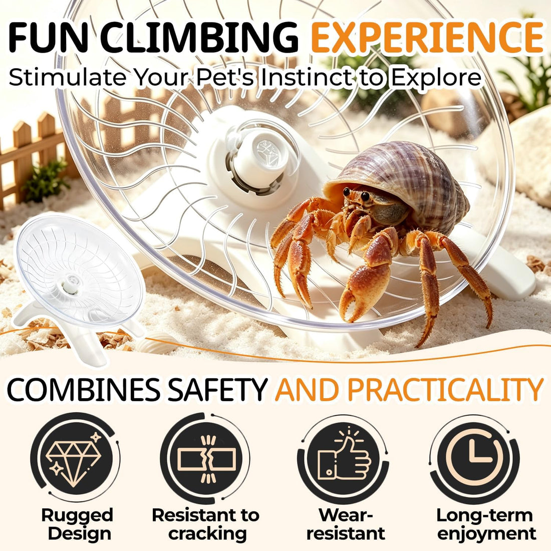 Hermit Crab Exercise Wheel, Silent Running Saucer for Small Pets