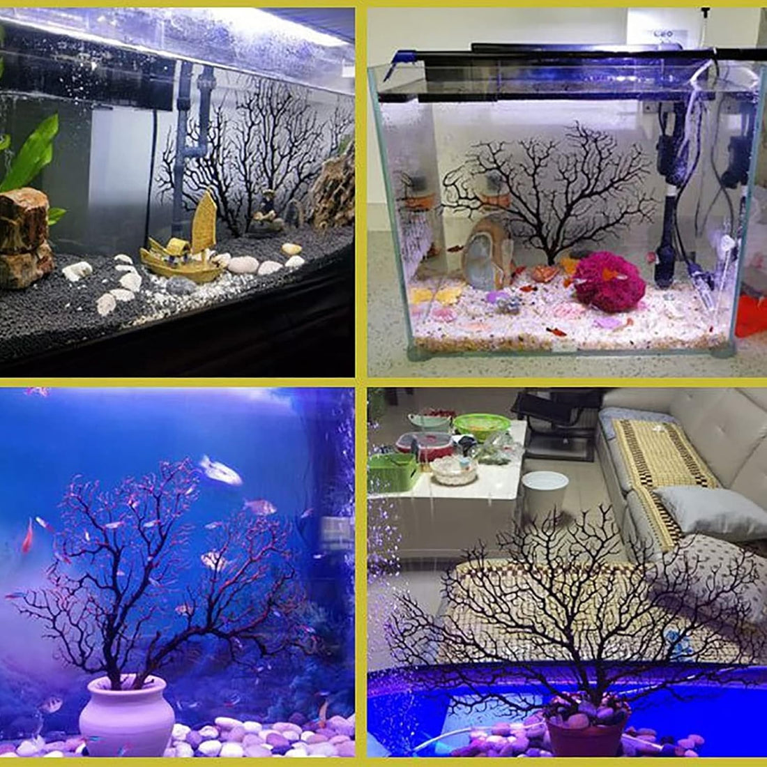2Pcs Aquarium Artificial Plants Coral Reef 7 inches Fish Tank