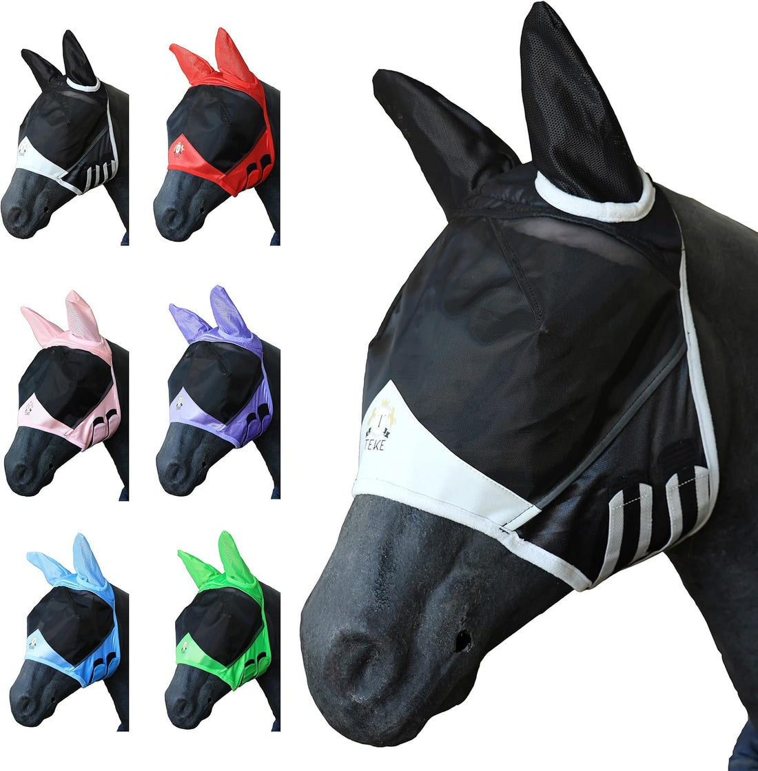 T TEKE Fine Mesh Horse Fly Mask with Ears