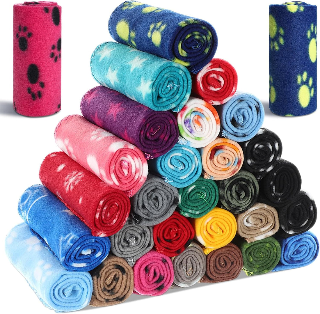 Chumia 28 Pcs Puppy Blanket Bulk Fleece Dog Blanket