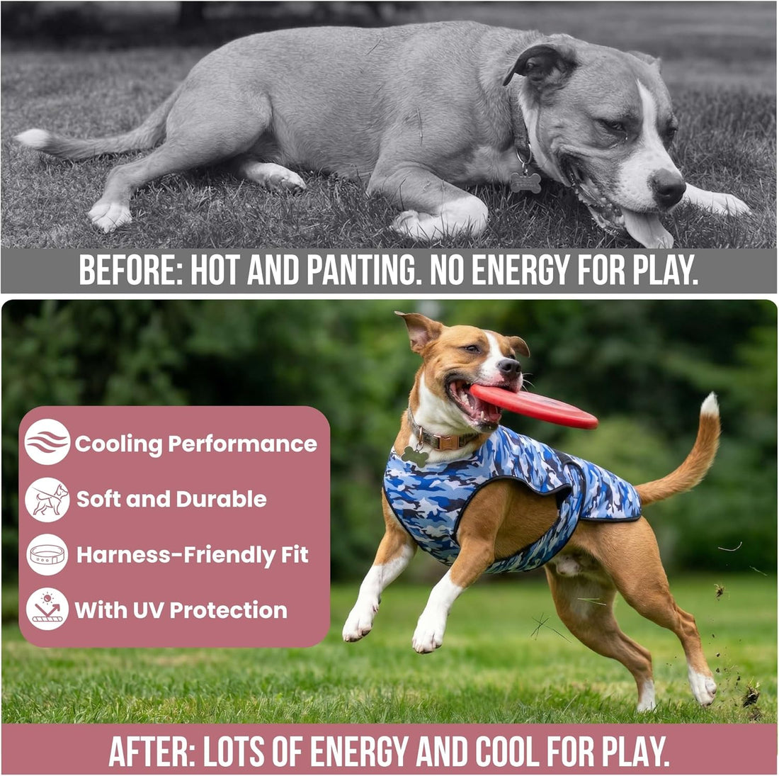 LUCOLOVE Dog Cooling Vest - 2-Layer Cooling with Soft Microfiber
