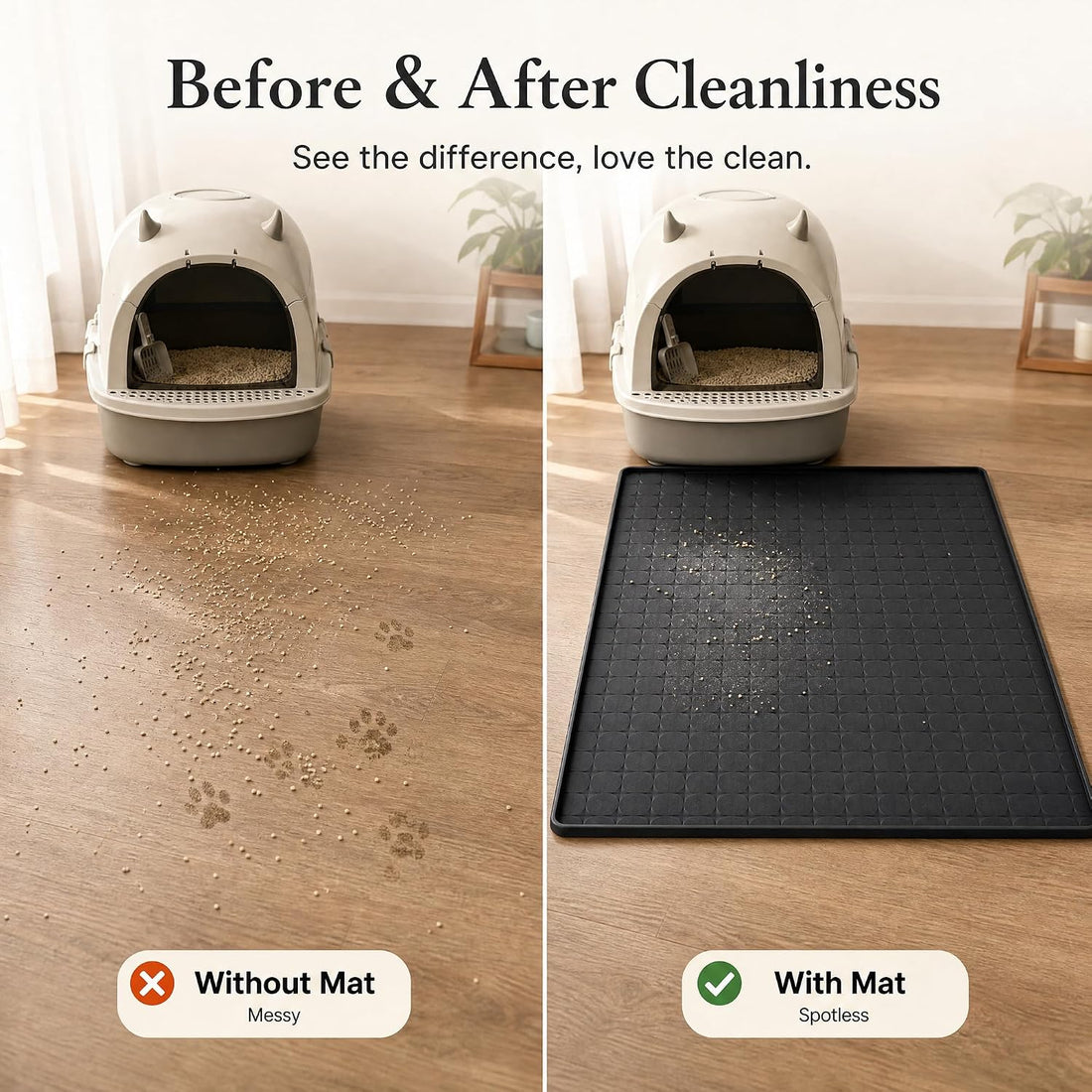 Silicone Cat Litter Mat,Large Waterproof,33.9 x 21.9 in