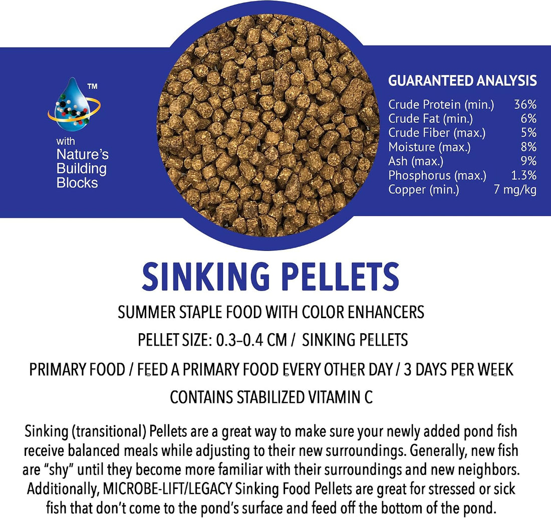 MICROBE-LIFT Sinking Fish Food Pellets for Ponds, Water Gardens