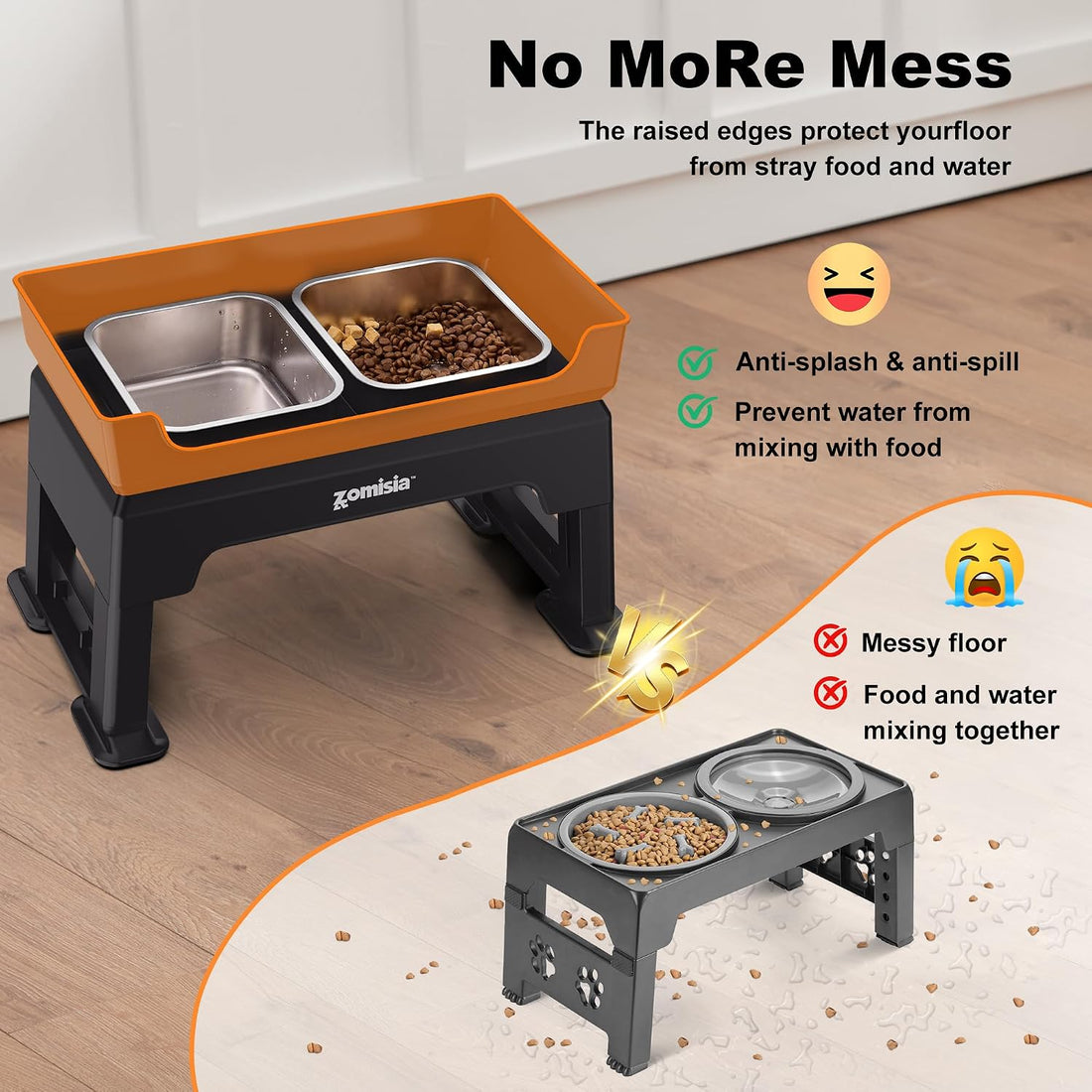 ZOMISIA 3-in-1 Elevated Dog Bowls