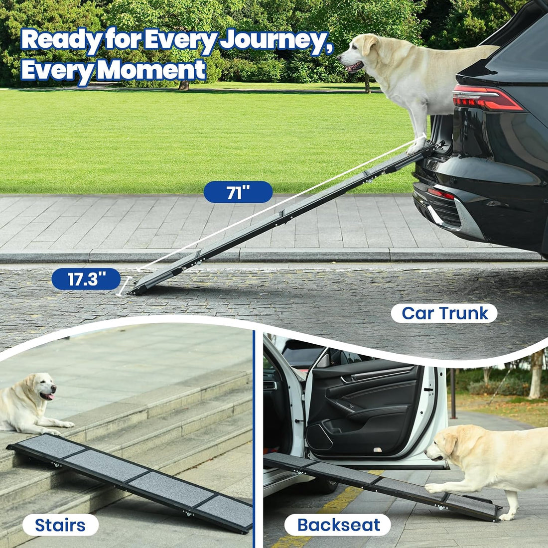 Dog Ramp for Car, Pawlify 71" x 17.3" Dog Ramps for Large Dogs