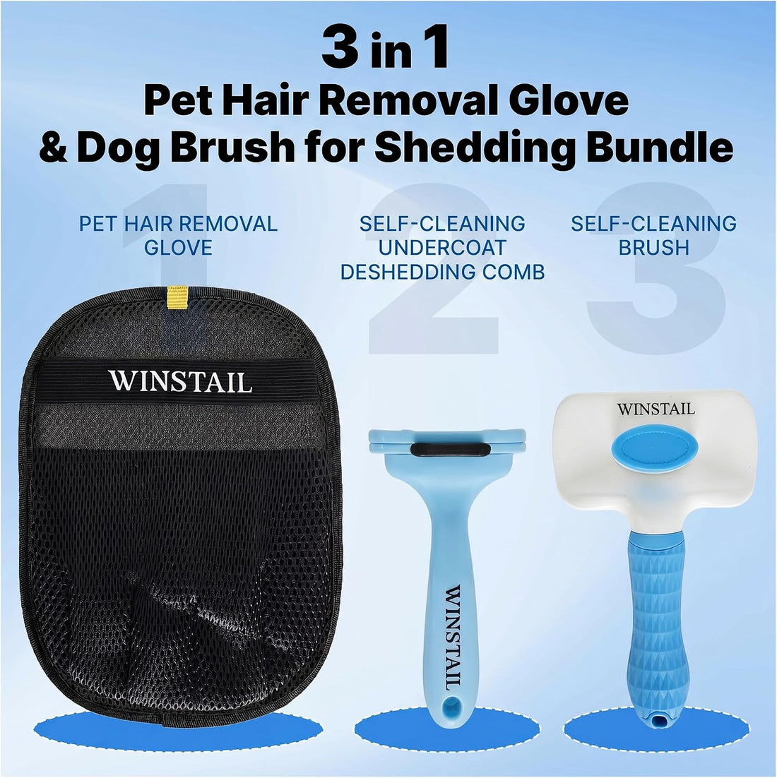 Pet Hair Removal Glove & Dog Brush for Shedding Bundle