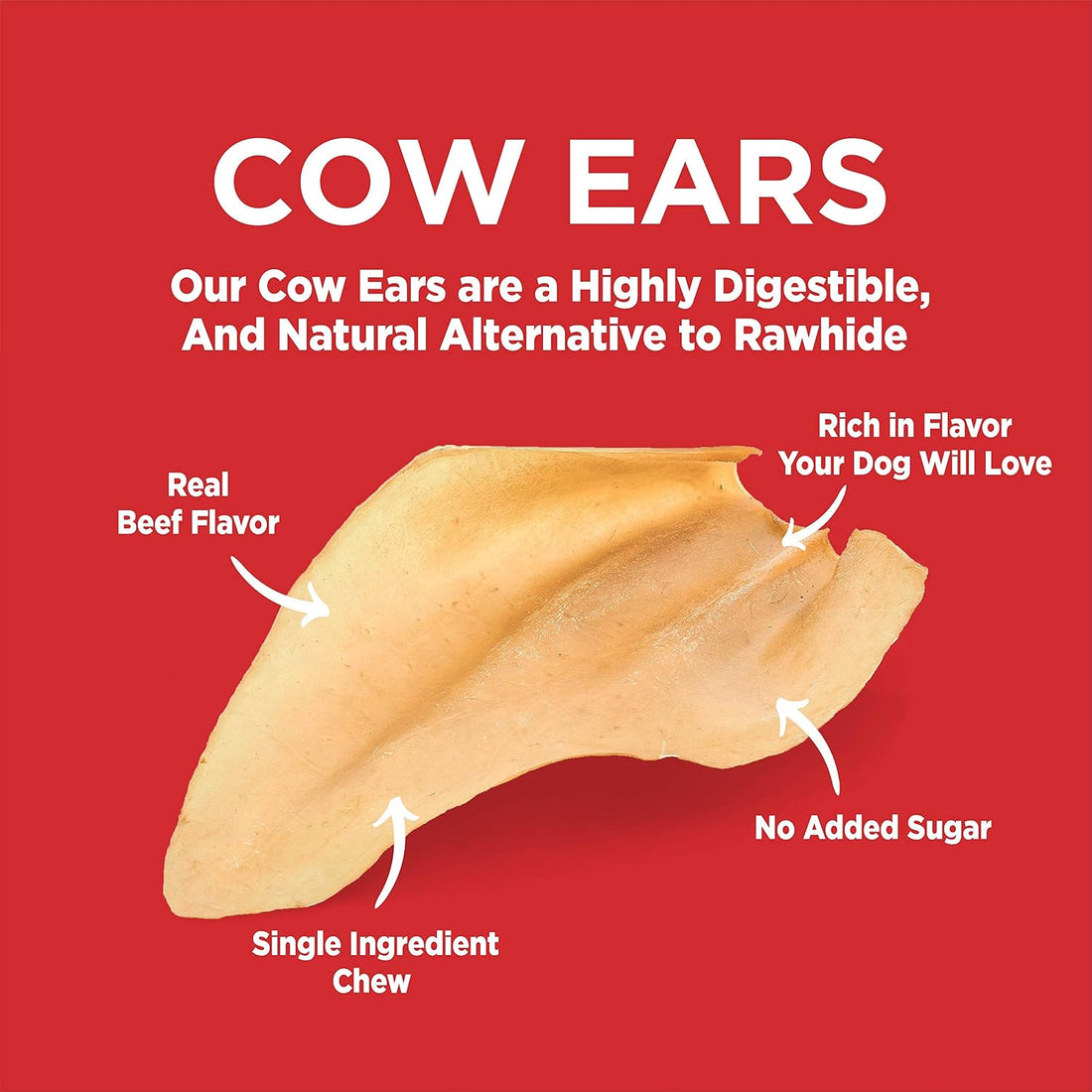 Barkworthies Whole Cow Ears - 12 Count - All-Natural
