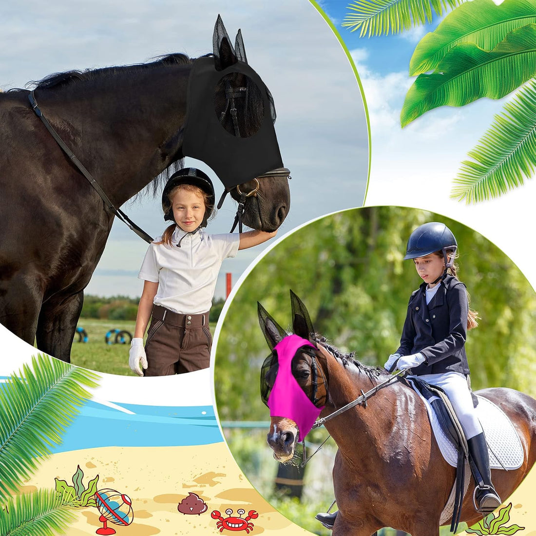 Frienda 4 Pcs Horse Fly Mask with Ear