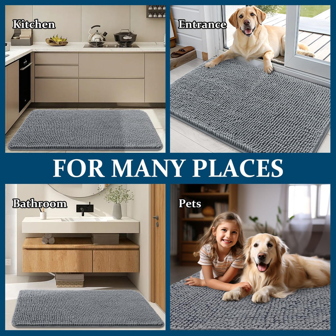 OLANLY Dog Door Mat for Muddy Paws 48x30
