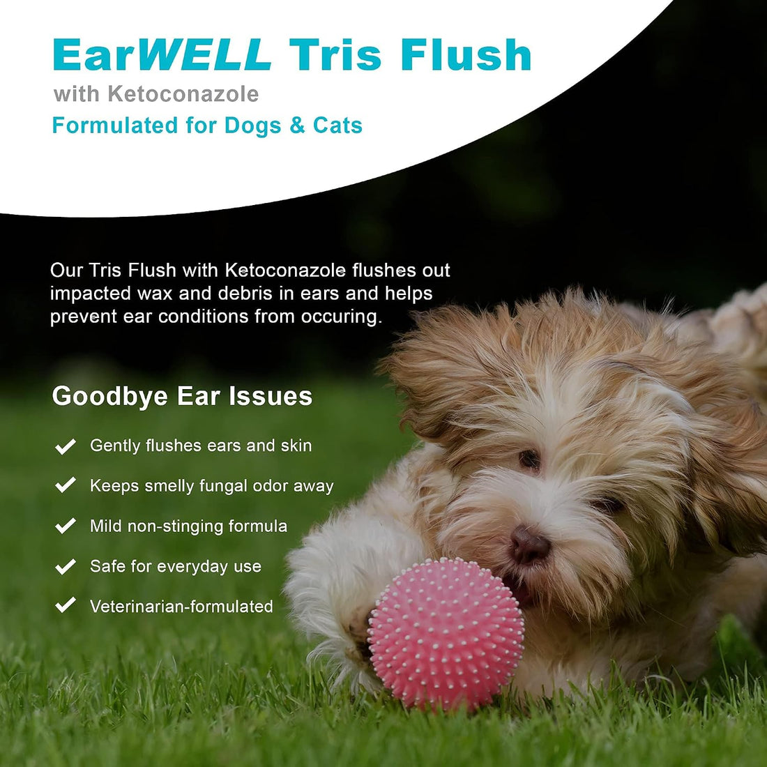 VetWELL Dog Ear Cleaner Solution & Infection Treatment for Dogs & Cats
