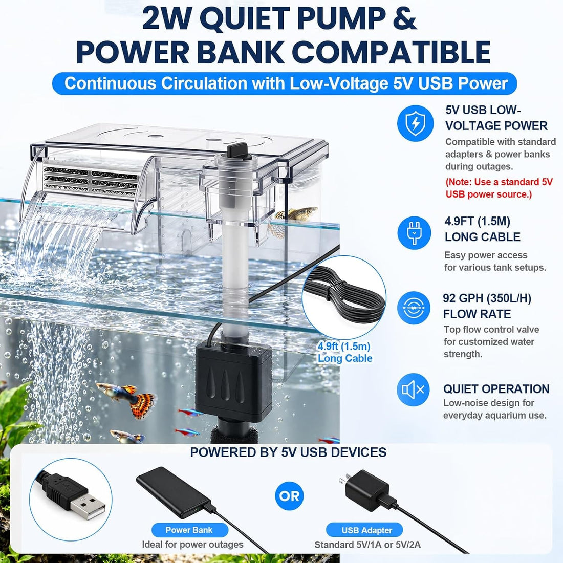 External Fish Breeder Box for Fish Tank with USB Pump Aquarium