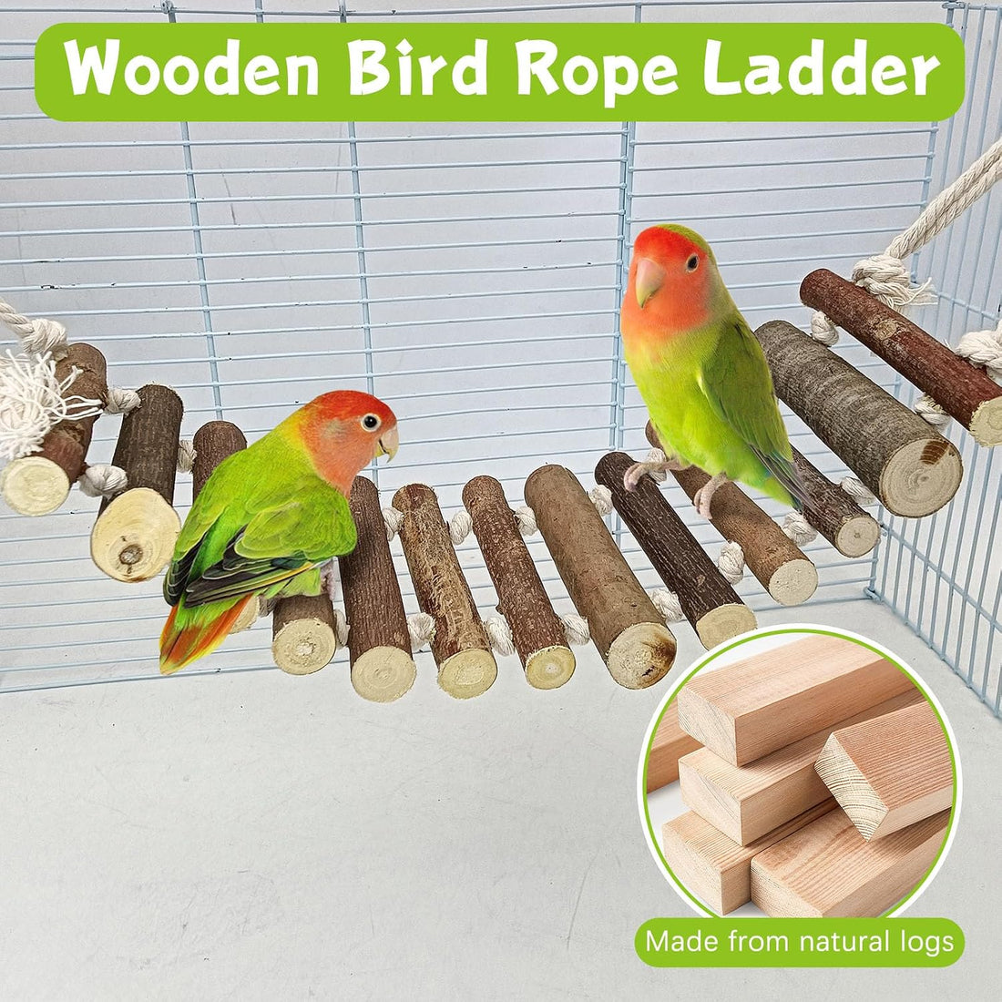 BNOSDM Wooden Bird Rope Ladders 2 Pcs Birds Ladder Bridge Toy Parrot