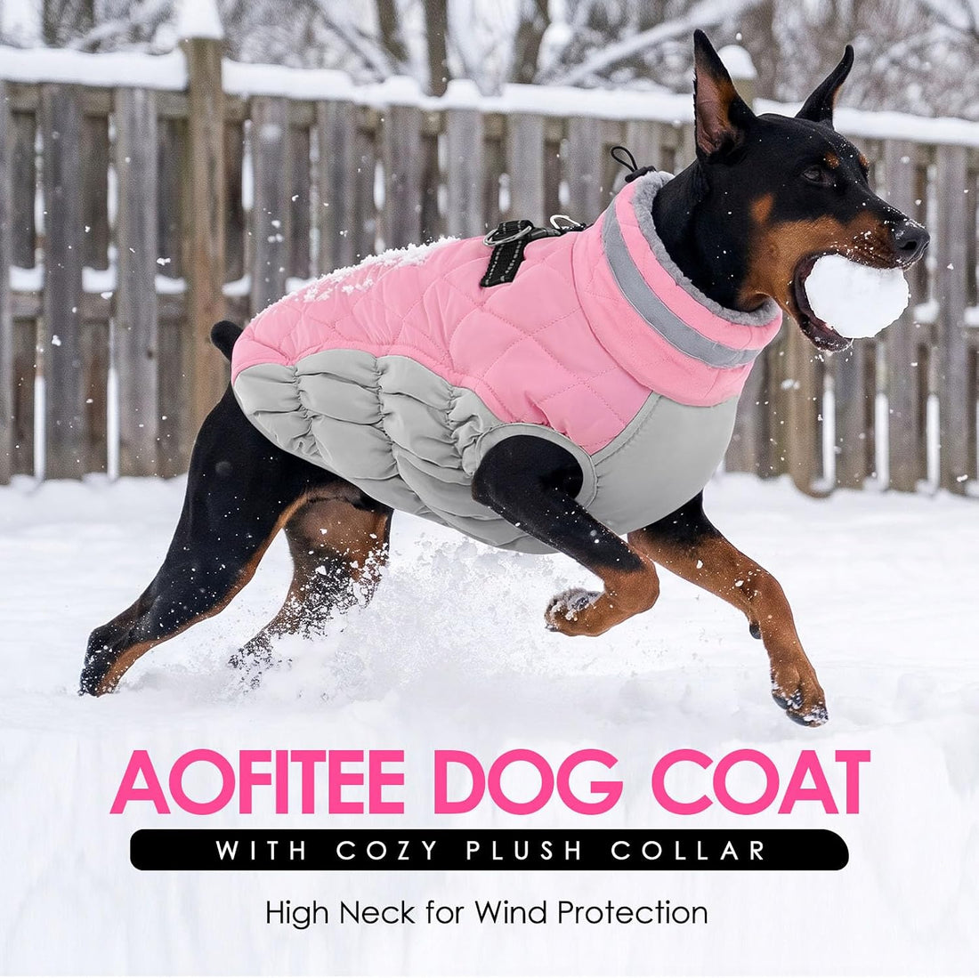 AOFITEE Dog Winter Coat Warm Dog Coat with Harness Waterproof Dogs