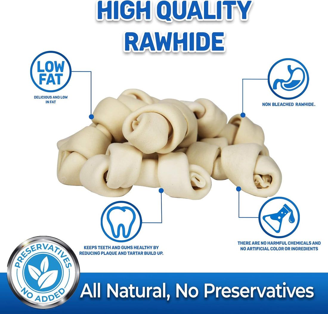 PET MAGASIN Natural Rawhide Bones Chewing Dog Treats, 10-Pack)