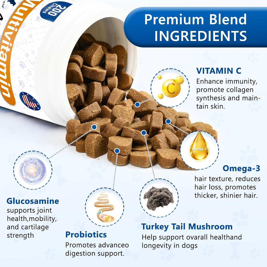 Dog Multivitamin Chews 150ct 40-in-1 Dog Vitamins and Supplements