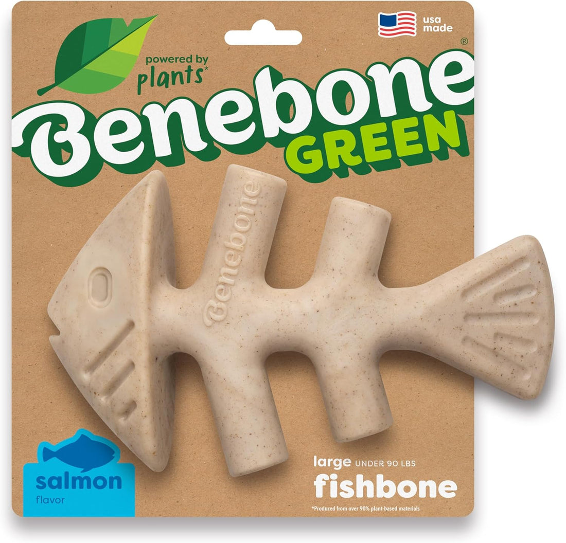 Benebone Plant-Based Fishbone Toy for Modest Chewers, Real Salmon