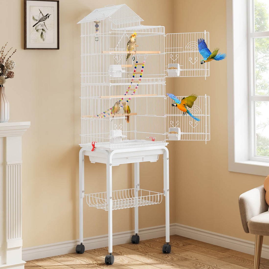 YITAHOME 62 inch Metal Bird Cage, Large Parakeet Cages for Parrot