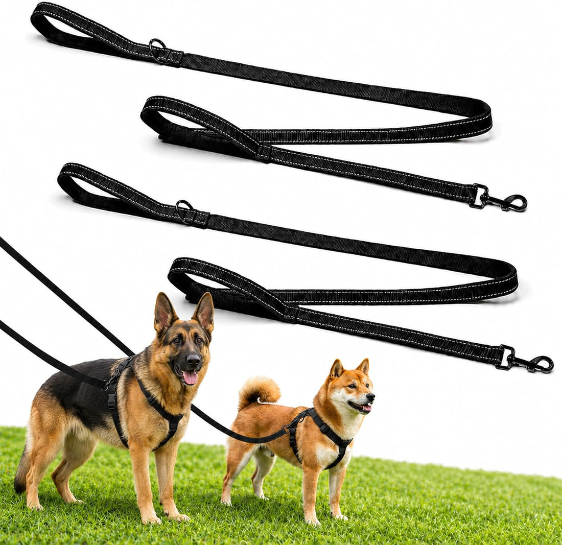 2 Pack Dog Leash, 6 FT Heavy Duty Dual Handle Reflective Leash