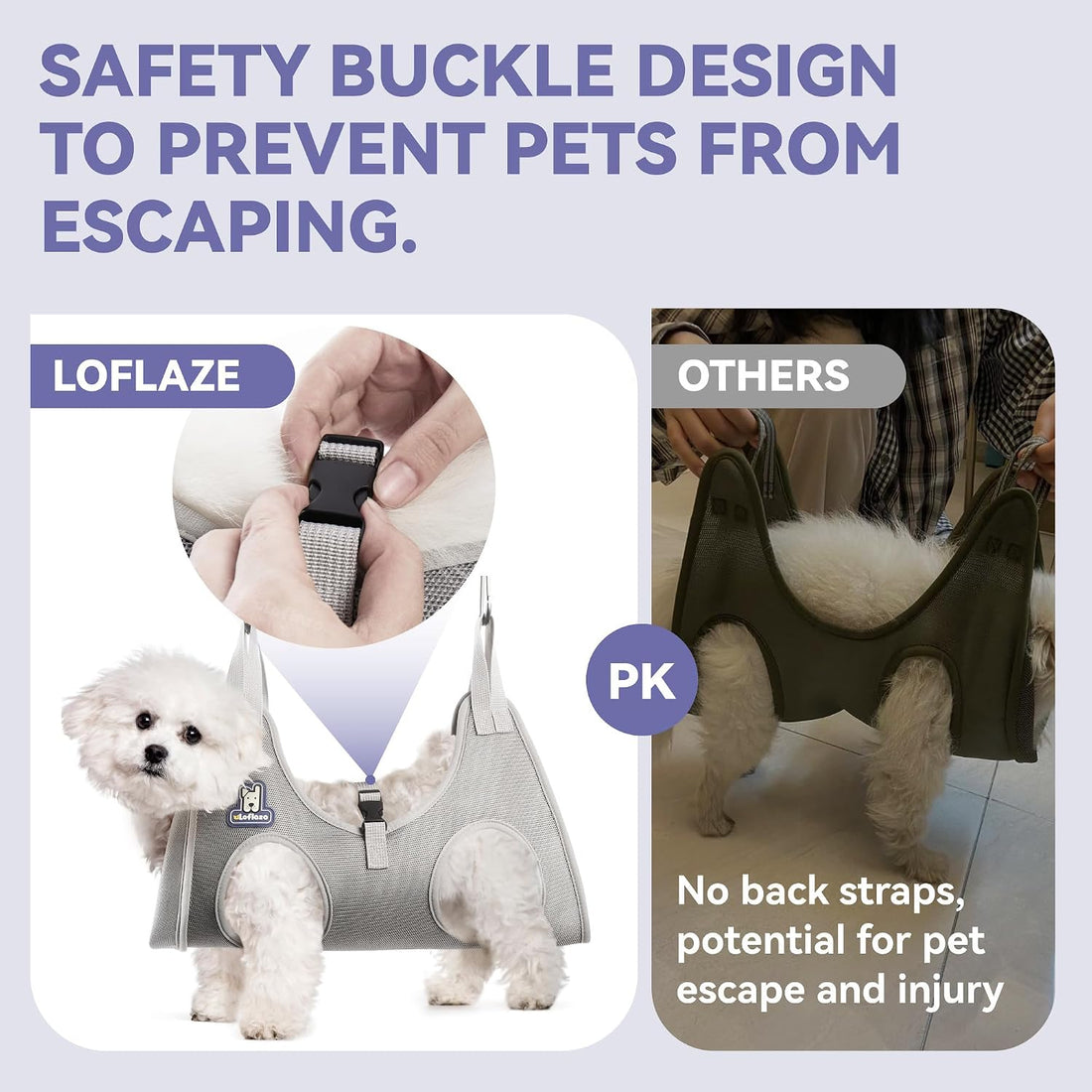 Loflaze Dog Grooming Hammock Harness for Dogs & Cats with Pet Nail