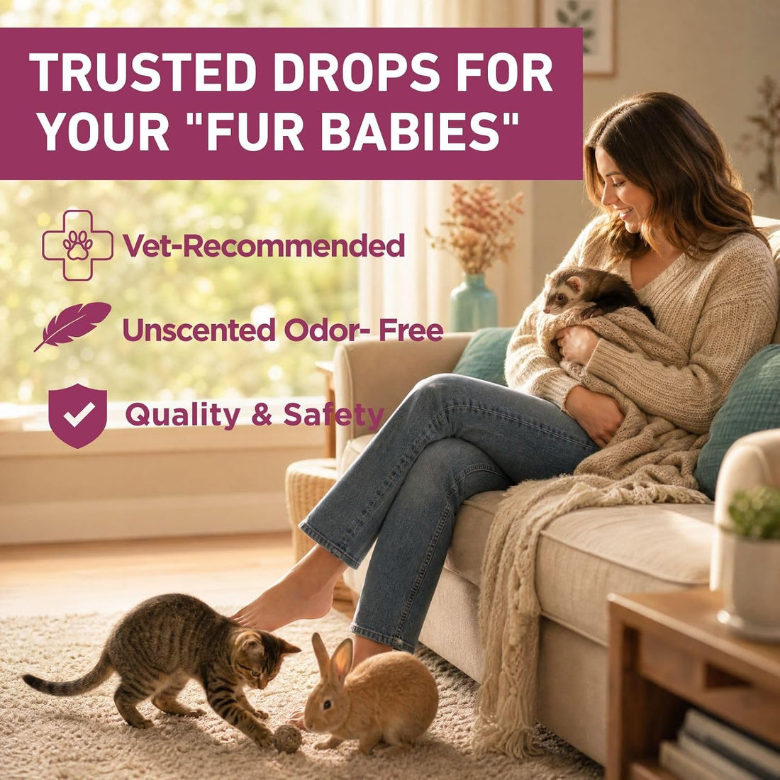 Topical Care Drops for Cats Spot-On Drops for Kitten Bunny Ferret