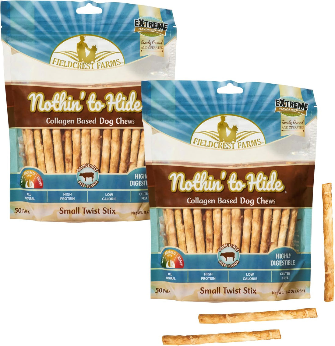 Fieldcrest Farms Nothin' to Hide Twist Stix, Beef Bully, 10 Count