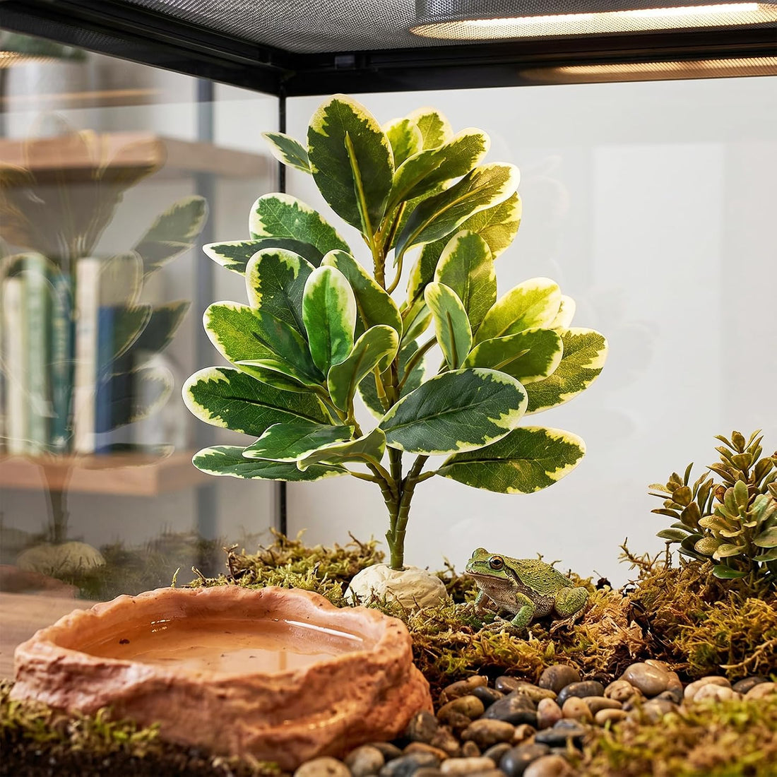 EupHHonycs Reptile Plants Artificial Leaves Reptile Tank Decorations