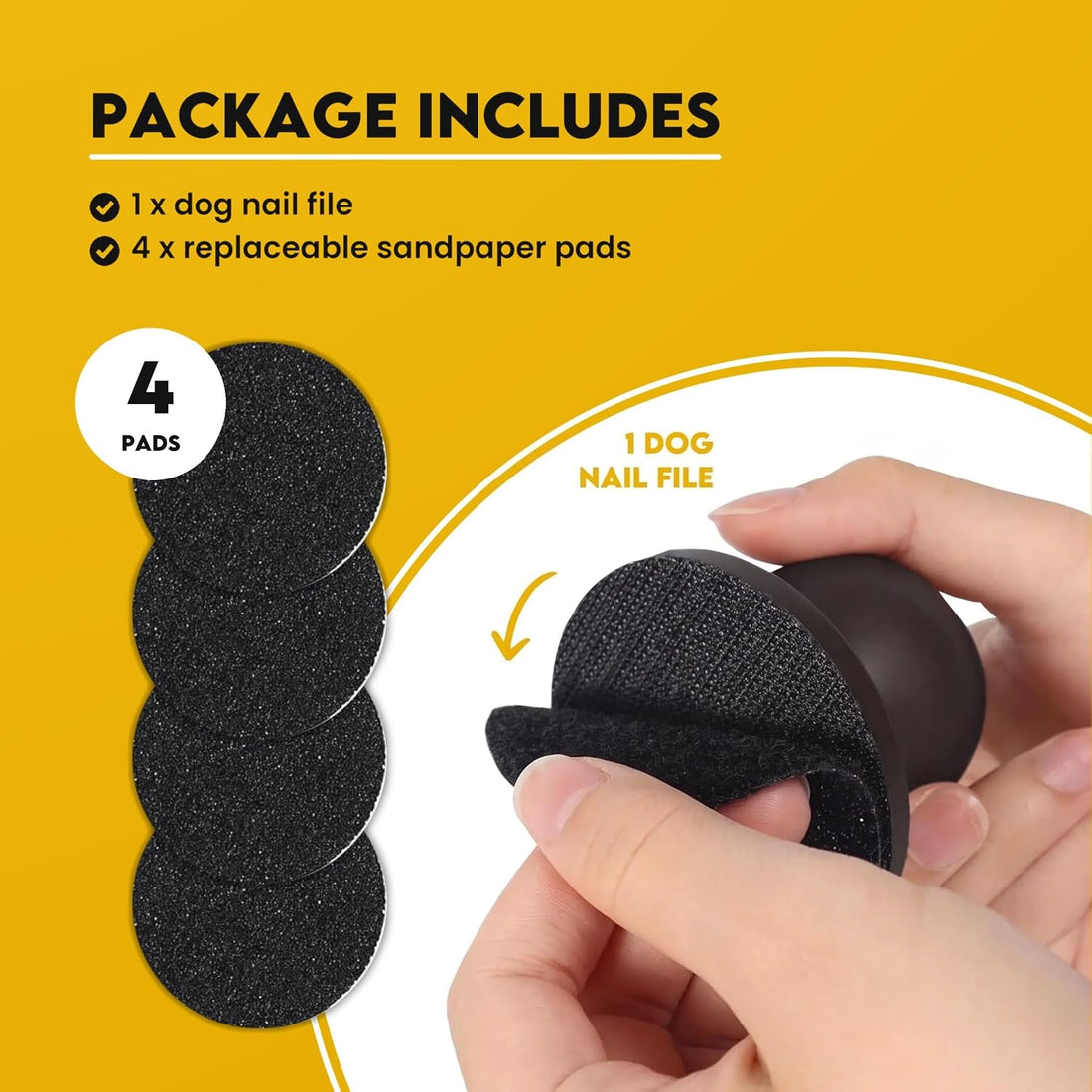 Silent Dog Nail File, Real Wood Handle, 3 Spare Pads