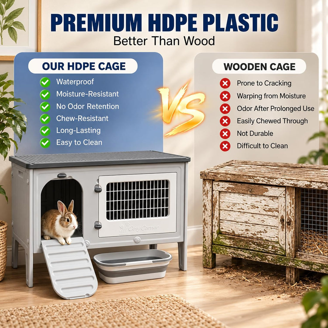 Rockever Rabbit Hutch Indoor Outdoor